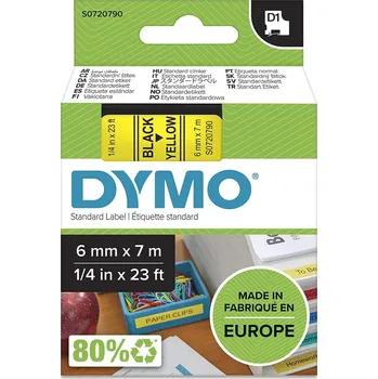 Pásek do tiskárny DYMO 43618 polyester páska D1 6mm x 7m typ D1, černá na žluté, S0720790