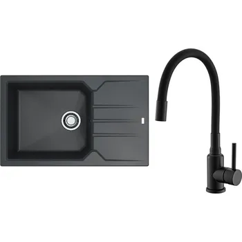 Set Alveus (dřez Record 40 Black 91 + baterie Mintas Černá matná) SETA25411