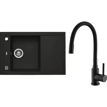 Granitový dřez Set Alveus (dřez Formic 30 Deep Black 90 + baterie Mintas Černá matná) SETA25201
