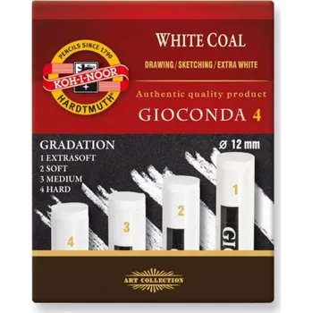 KOH-I-NOOR 8692, sada bílých uměleckých uhlů - extra kulatých , 4 ks