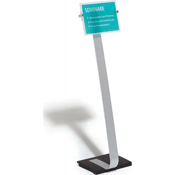DURABLE 4818, hliníkový podlahový stojan CRYSTAL SIGN A4 stříbrný, litinový podstavec