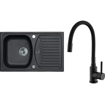 Granitový dřez Set Alveus (dřez Record 30 Black 91 + baterie Mintas Černá matná) SETA25295