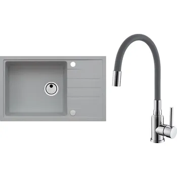 Granitový dřez Set Alveus (dřez Intermezzo 130 Beton 81 + baterie Mintas Beton/Chrom) SETA25219