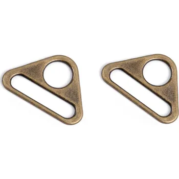 Trojúhelníkový kovový průvlek šíře 31 mm, malé, 5 staromosaz