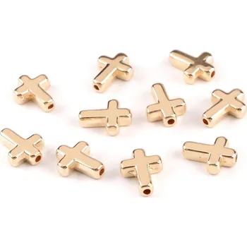 Plastové korálky / komponenty k výrobě šperků křížek 12x15 mm metalické Varianta: 2 zlatá, Balení: 10 ks