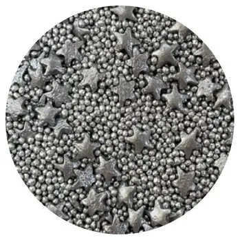 Jedlá dekorace na dort Cukrové zdobení stříbrné hvězdy 1kg - I LOVE CAKES