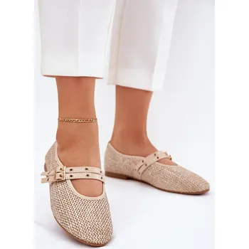 Dámské baleríny Boto Baletky S Pletením A Pásky Béžové Partheda Boto krémová 3336296
