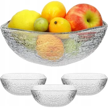 SALÁTOVÁ MISKA SKLENĚNÁ MISKA NA SVAČINU SALÁTOVÝ OVOCNÝ SALÁT 20 CM MISKY 3 KS