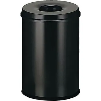 Odpadkový koš Kovový samozhášecí odpadkový koš Manutan Expert Safe, objem 110 l, černý + Prodloužená záruka na 10 let