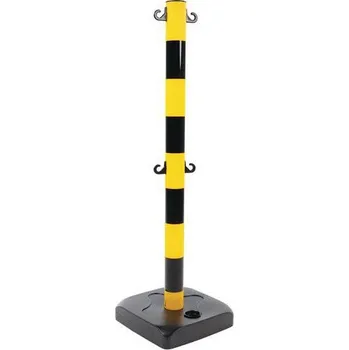 Plotový sloupek Plastový zahrazovací sloupek Manutan Expert, výška 90 cm, černý/žlutý + Prodloužená záruka na 10 let
