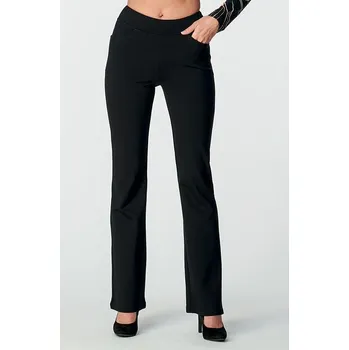 Dámské kalhoty Elegantní rozšířené černé dámské kalhoty s kapsami 362 délka normální velikost 4XL