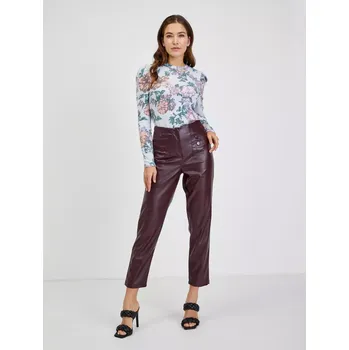 Dámské kalhoty Orsay Vínové dámské koženkové kalhoty - Dámské Orsay hnědá 2183165