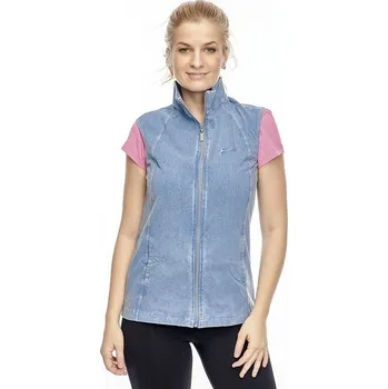 Vypasovaná riflová dámská vesta na zip 684 velikost L