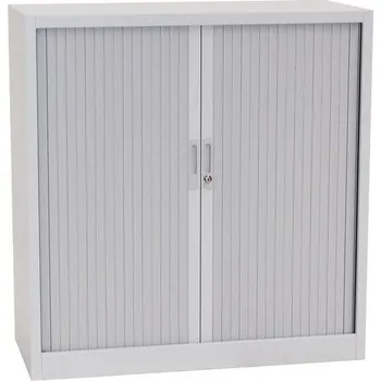 Policová skříň Manutan Expert Kovová spisová skříň s roletou, 2 police, 105 x 100 x 45,7 cm, šedá + Prodloužená záruka na 10 let