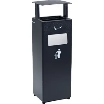 Venkovní odpadkový koš Kovový venkovní odpadkový koš Manutan Expert Combi s popelníkem, objem 24 l + Prodloužená záruka na 10 let