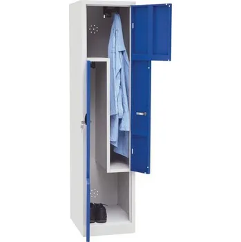 Svařovaná šatní skříň Manutan Expert Carl, dveře Z, 2 oddíly, cylindrický zámek + Prodloužená záruka na 10 let