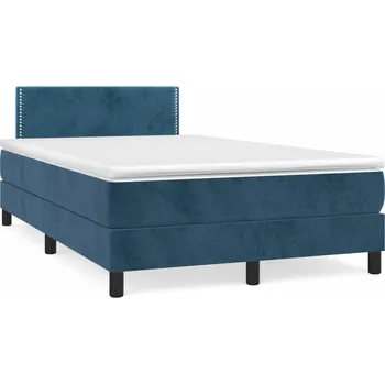 Nábytek vidaXL Box spring postel s matrací 120x190 cm samet [3269831] Barva: Tmavě moddrá