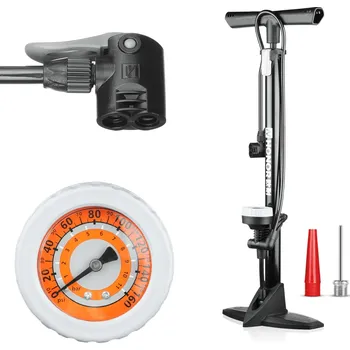 Horské kolo Interlook Stacionární pumpa na kolo s manometrem a adaptéry pro Presta, Schrader a Dunlop | Univerzální podlahová pumpa | ZY-6138B