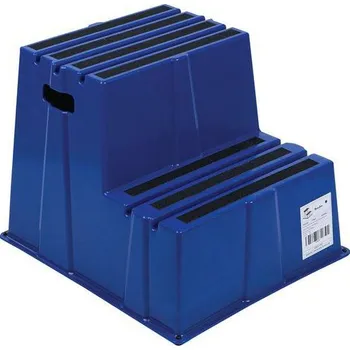 Schůdek Plastová pracovní podesta Manutan Expert, modrá, 2 stupně + Prodloužená záruka na 10 let