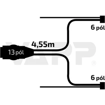 Příslušenství pro přívěs Kabeláž 4,55m/13-pól. zástrčka, s předními vývody QS150, baj6, Jokon