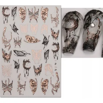 samolepka 3D RŮŽOVOZLATÉ MOTÝLY Samolepky NA NEHTY R38