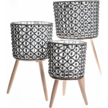 Vánoční dekorace Casa de Engel Home Papírový košík na dřevěných nohách - sada 3ks, 0/3 Fialová UNI (2830149)