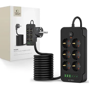 Prodlužovací kabel Tech Protect PC6X6 černý