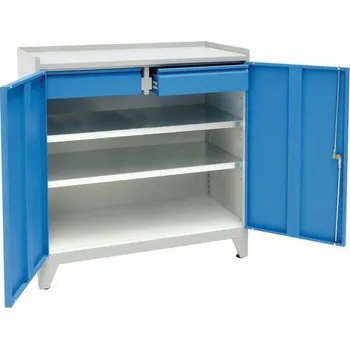 Skříňka na nářadí Dílenská skříň na nářadí Manutan Expert, 102 x 100 x 50 cm, šedá/modrá + Prodloužená záruka na 10 let