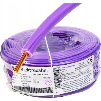 elektrický kabel Kabel drát DY 1x 1,5 mm fialový měděný (CU) 100 m