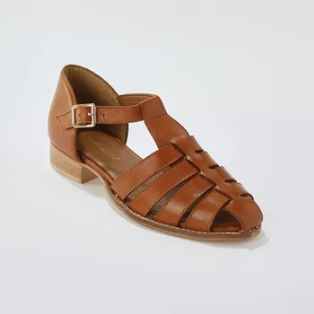 Dámské sandále Kožené ploché sandály karamelová 40