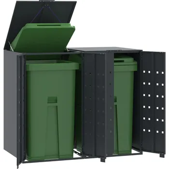Popelnice zahrada-XL Box na 2 popelnice antracitový 138 x 79 x 117 cm ocel 3279982