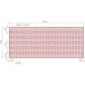 Plech Plech děrovaný 1500 x 620/tl. 3 mm LO (105x60), pozink (Plech děrovaný 1500 x 620/tl. 3 mm LO (105x60), pozink)