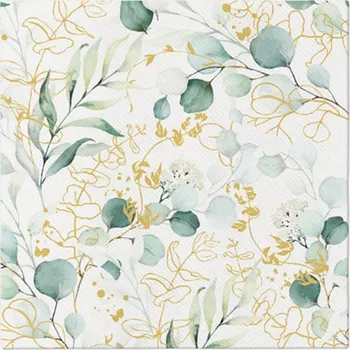 Papírový ubrousek Ubrousky Airlaid 12ks Golden Eucalyptus 40x40 cm 105 gram