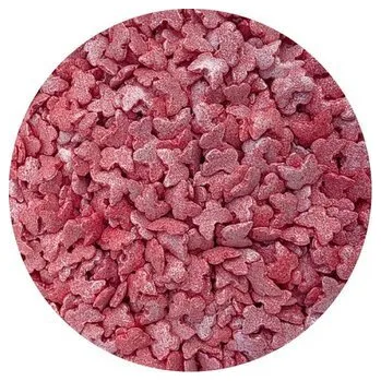 Přisada na vaření a pečení Cukrové zdobení červení metalický motýli 80g - I LOVE CAKES