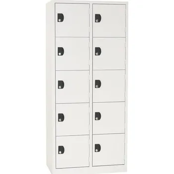 Svařovaná šatní skříň Manutan Expert Axl, 10 boxů, cylindrický zámek, šedá/šedá + Prodloužená záruka na 10 let