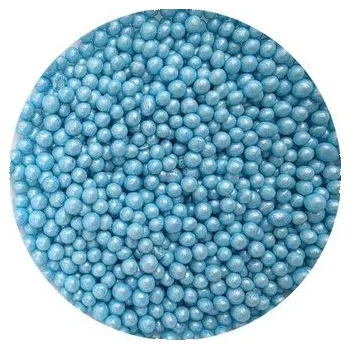 Jedlá dekorace na dort Cukrovo-rýžové perly modré perleťové 5mm 80g - I LOVE CAKES