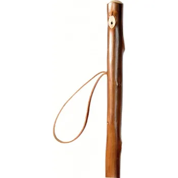 Vycházková hůl dřevěná přírodní žíhaná + kompas