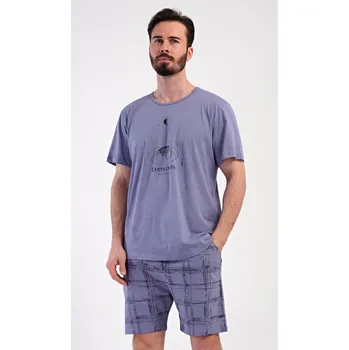 Pánské pyžamo Vienetta MAN Pánské pyžamo šortky Earth Barva: Šedá - tmavě, Velikost: XL