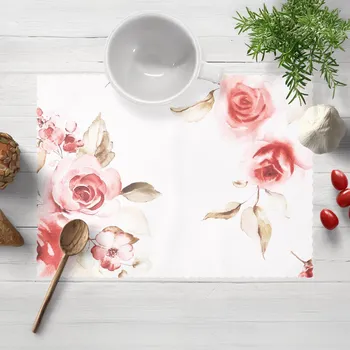 prostírání Teflonové prostírání na stůl TF-023 Červené růže na bílém 30x40 cm