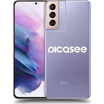 Pouzdro na mobilní telefon Picasee silikonový průhledný obal pro Samsung Galaxy S21+ 5G G996F - Picasee - new logo&nbsp;-&nbsp;white