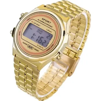 Hodinky Retro digitálky legendární digitální hodinky kulaté zlaté