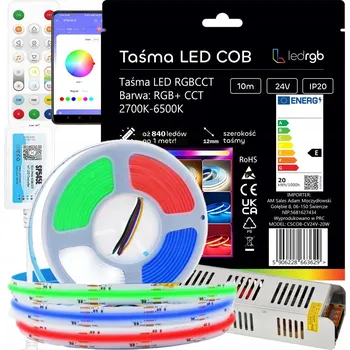 LED páska SADA LED COB NEON PÁSEK 10M RGB CCT 840/m DÁLKOVÝ OVLADAČ APLIKACE BLUETOOTH WIFI