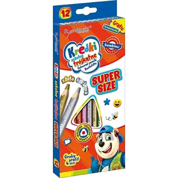 Kresba Bambino 12barevné trojúhelníkové Pastelky super velikosti + ořezávátko