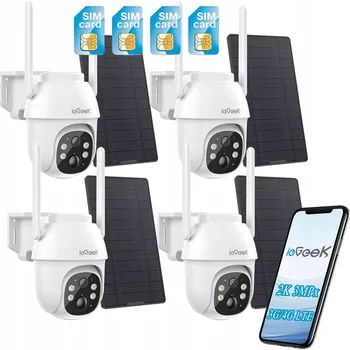 IP kamera EXTERNÍ SOLÁRNÍ KAMERA OTOČNÁ IP NA SIM KARTU 4G LTE GSM 2K 3MPx 4ks