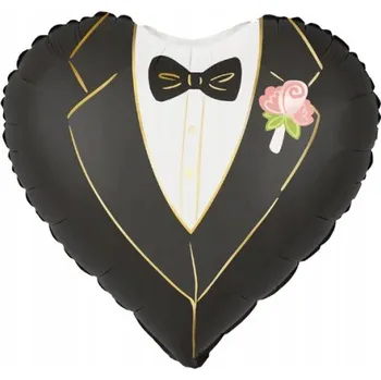 Balónek Fóliový balónek SRDCE ŽENICH svatba Svatební Hostina 45 cm na Helium