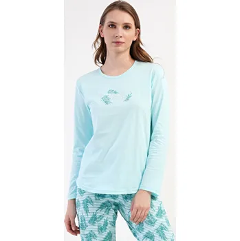 Dámské pyžamo Vienetta Dámské pyžamo dlouhé Denisa Barva: Zelená, Velikost: 2XL