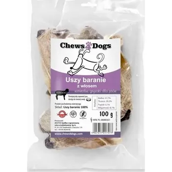 Pamlsek pro psa Psí pamlsek Chews4Dogs jehněčí uši s chlupy 100 g