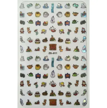 samolepka Samolepky na nehty 3D vánoční sněhuláci E149