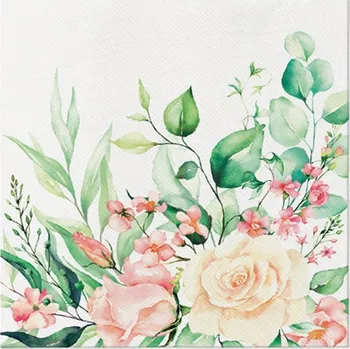 Papírový ubrousek Ubrousky Airlaid 12ks Floral moments 40x40 cm 105 gram