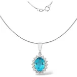 Leru Náhrdelník z bílého zlata Swiss Topaz a diamanty